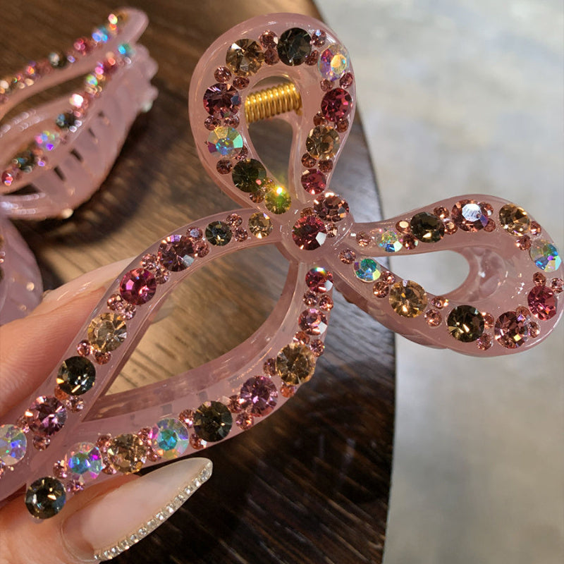 Rhinestone Bow Claw Clip