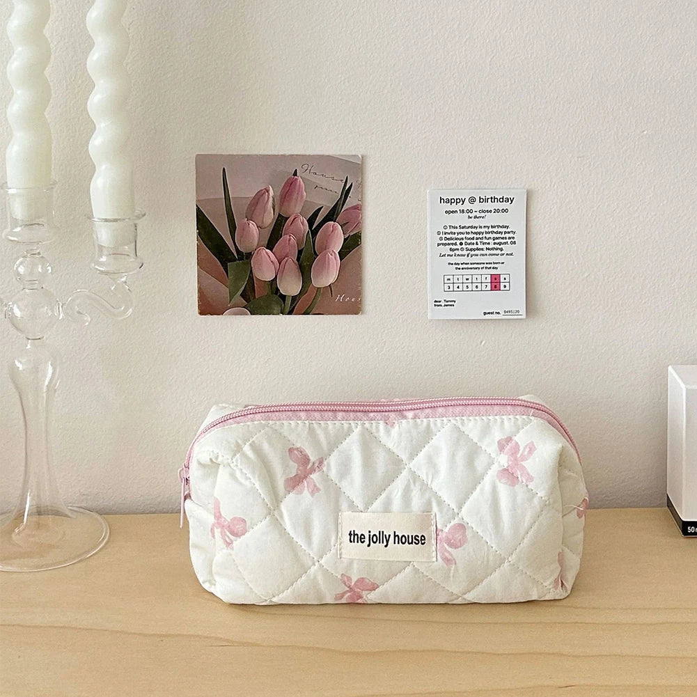 Pretty in Pink Bow Makeup Bag