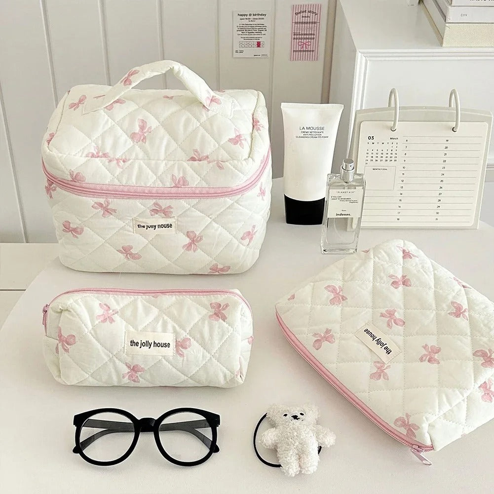 Pretty in Pink Bow Makeup Bag