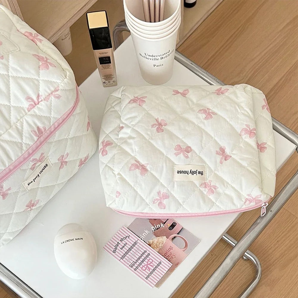 Pretty in Pink Bow Makeup Bag